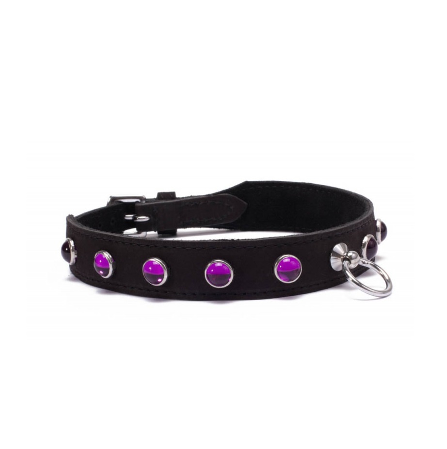 9791-octane-crystal-collar-hot-pink-Devil-Sticks Кожен нашийник с розови кристали - Crystal Collar Pink - Image 1