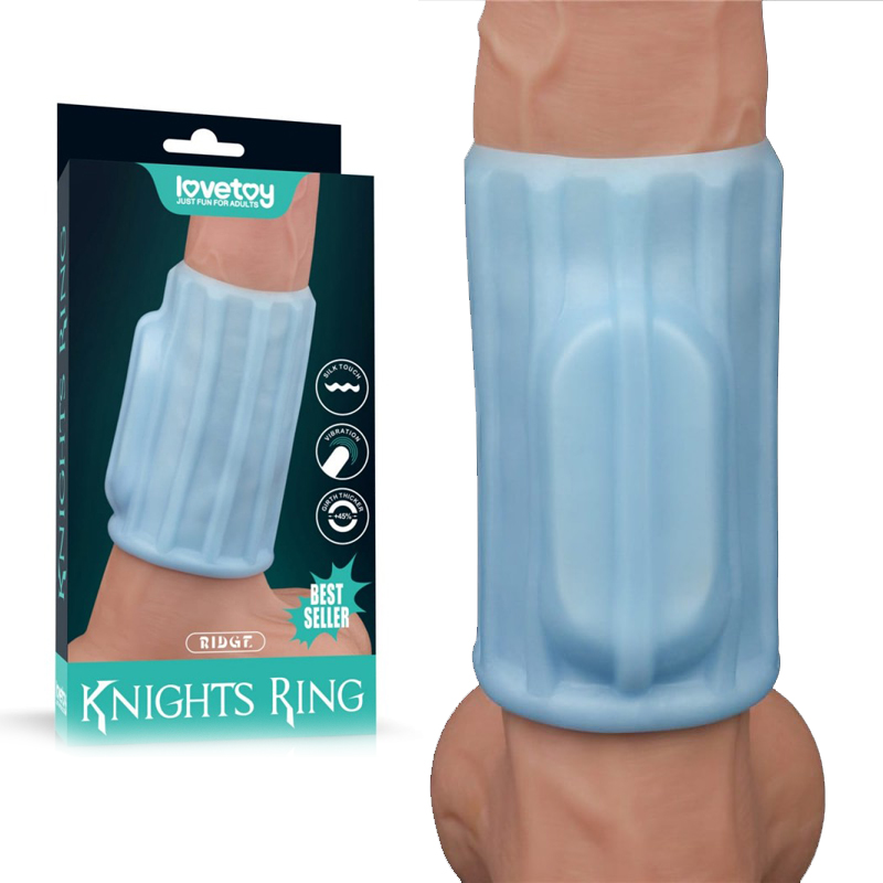 vibrating-ridge-knights-ring-blue-00 Вибриращ пенис ръкав, хребети - Ridge Knights Ring III Blue - Image 1