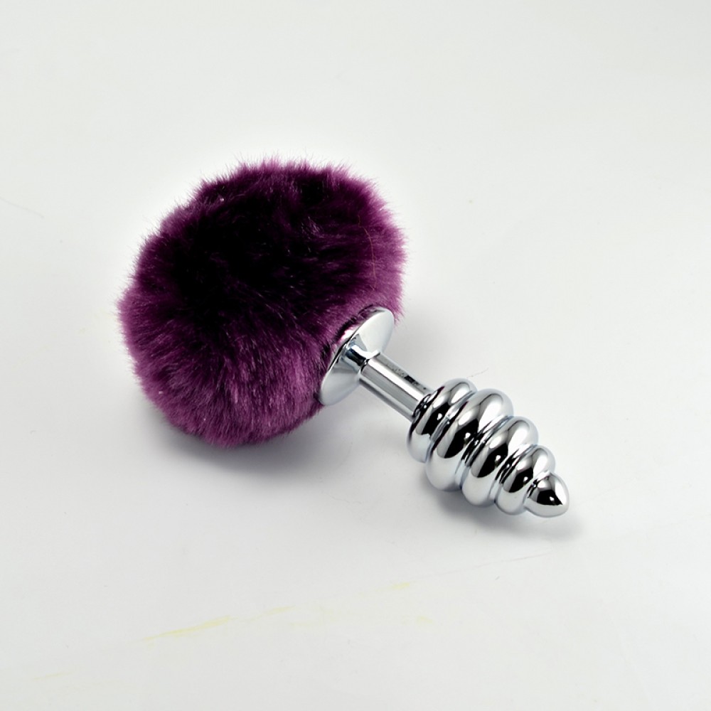 Spiral Pompon Metal Plug Purple Spiral Pompon Metal Plug Purple