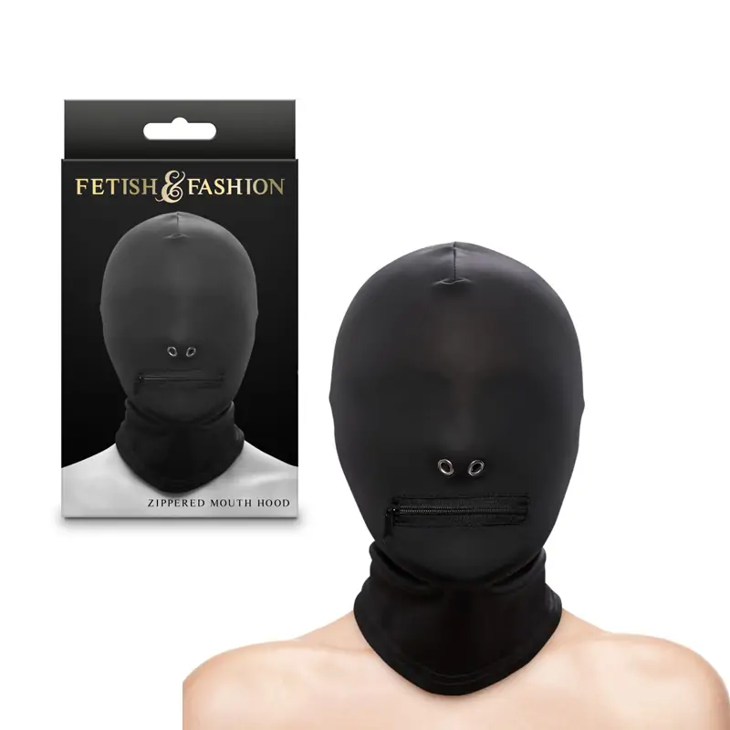 Fetish-Fashion-Zippered-Mouth-Hood-Black-Alternate-Package-00 Маска за глава, отвори за ноздрите и цип - Fetish & Fashion Black - Image 1